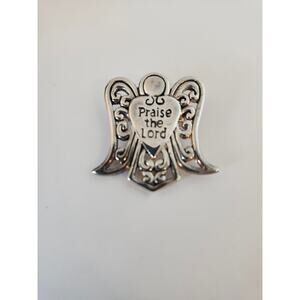 Silvertone Praise The Lord Angel Pinch Release Pin Religious Christian